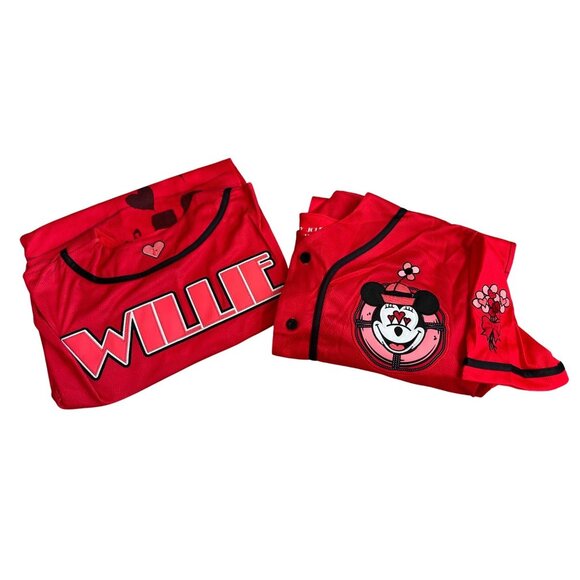 EXCLUSIVE LOT of 2 NEW Mickey & Minnie Authentic Baseball Jersey’s - Picture 7 of 15